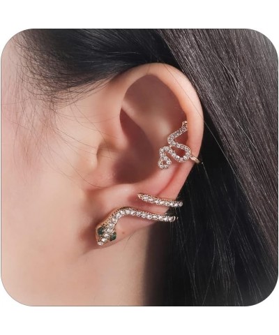 Snake Stud Earrings Ear Cuffs for Women Pierced Ear Wrap Snake Climber Earrings Vintage Cartilage Clip on Earrings 2 Pcs Snak...