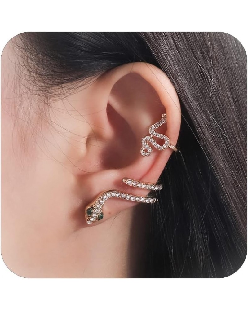 Snake Stud Earrings Ear Cuffs for Women Pierced Ear Wrap Snake Climber Earrings Vintage Cartilage Clip on Earrings 2 Pcs Snak...