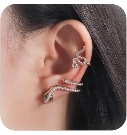 Snake Stud Earrings Ear Cuffs for Women Pierced Ear Wrap Snake Climber Earrings Vintage Cartilage Clip on Earrings 2 Pcs Snak...