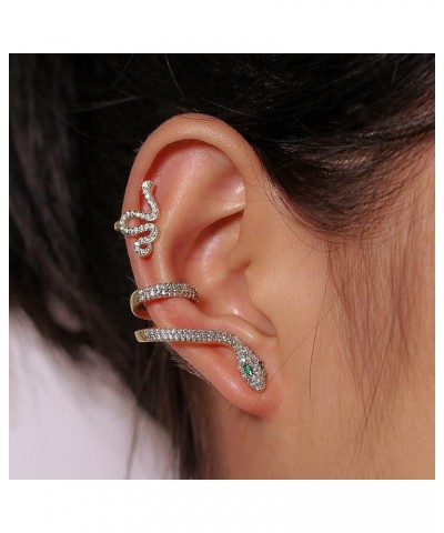 Snake Stud Earrings Ear Cuffs for Women Pierced Ear Wrap Snake Climber Earrings Vintage Cartilage Clip on Earrings 2 Pcs Snak...