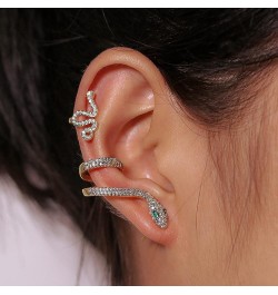 Snake Stud Earrings Ear Cuffs for Women Pierced Ear Wrap Snake Climber Earrings Vintage Cartilage Clip on Earrings 2 Pcs Snak...