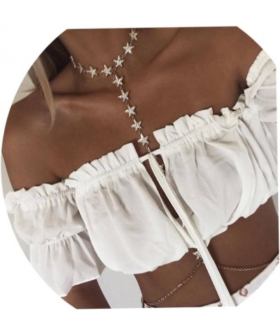 Elegant Luxury Harness Summer Bikini Body Chain Necklace Simple Star Choker Bralette Belly Waist Chain Jewelry Gold for Women...