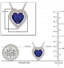 8 MM Heart Lab Created Gemstone & 0.25 ctw Round Diamond Heart Double Halo Pendant for Ladies with 18 inch Chain in Gold Meta...