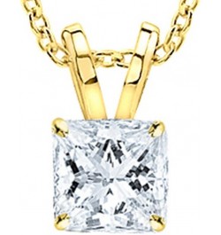 IGI Certified LAB-GROWN Princess Cut Diamond Pendant Necklace 4 Prong Ultra Premium Collection (D-E Color, VS1-VS2 Clarity Id...