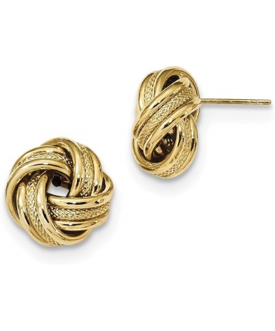 Polished Textured Triple Love Knot Earrings in Real 14k Gold Yellow Gold - 13mm $94.38 Earrings