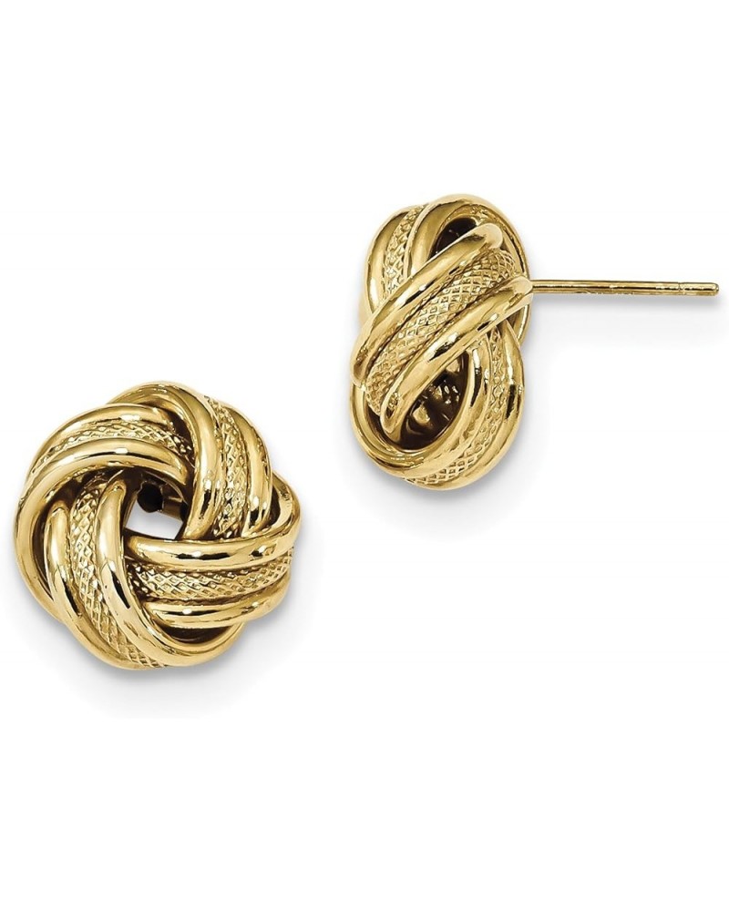 Polished Textured Triple Love Knot Earrings in Real 14k Gold Yellow Gold - 13mm $94.38 Earrings