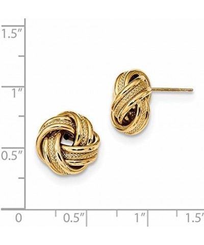 Polished Textured Triple Love Knot Earrings in Real 14k Gold Yellow Gold - 13mm $94.38 Earrings