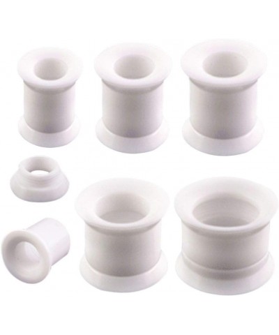 Acrylic double flared internally threaded screw fit flesh tunnel ear plugs gauges 3mm - 18m (Pair / 2 Pairs) 1/2 - 12mm , Whi...