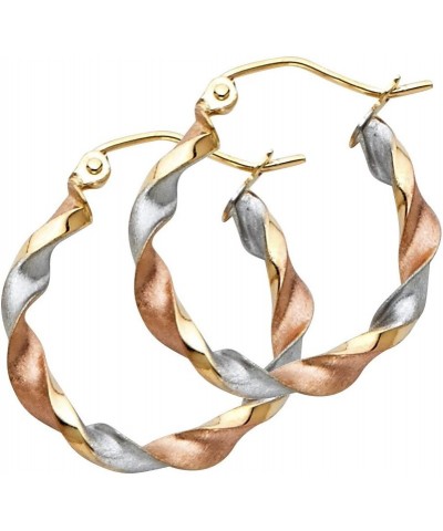 14k Tri Color Gold 3mm Thickness Twist Hoop Earrings (20mm Diameter) $70.00 Earrings