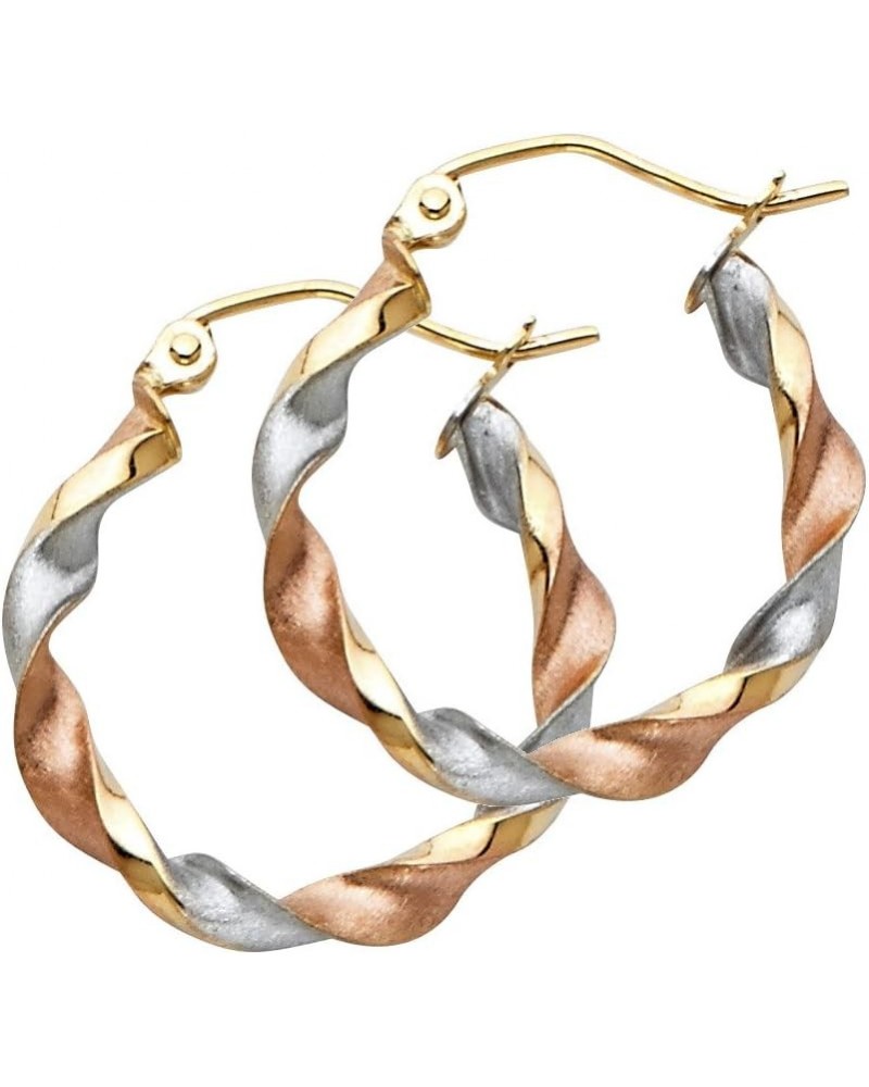 14k Tri Color Gold 3mm Thickness Twist Hoop Earrings (20mm Diameter) $70.00 Earrings