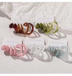 3 Pairs Colorful C shape Hoop Earrings Lightweight Acrylic Resin Hoop Earrings Set for Women Girls Thick Chunky Wide Thin Ace...