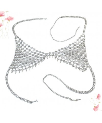 Hollow Chain Necklace Bikini Bra Accessories Beach Party Body Jewelry for Women Ladies Decoration Silver $12.83 Body Jewelry