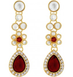 Faux Stone Studded Necklace Earrings Set Indian Traditional Wedding Jewelry For Women Girls Maroon-1 $12.52 Jewelry Sets