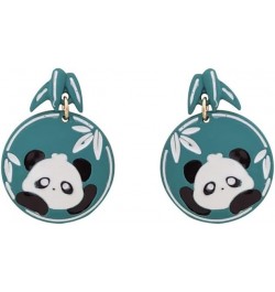 Cute Panda Earrings Danglg Jewelry Enamel Alloy Asymmetrical Bamboo Bear Pearl Stud Earrings for Women Girls Charms Gifts Blu...