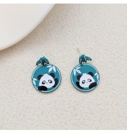 Cute Panda Earrings Danglg Jewelry Enamel Alloy Asymmetrical Bamboo Bear Pearl Stud Earrings for Women Girls Charms Gifts Blu...