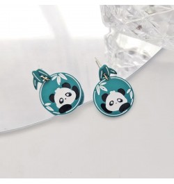 Cute Panda Earrings Danglg Jewelry Enamel Alloy Asymmetrical Bamboo Bear Pearl Stud Earrings for Women Girls Charms Gifts Blu...