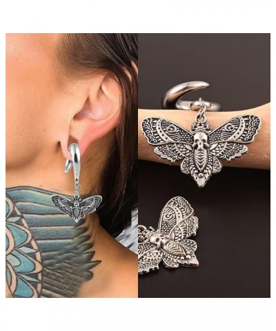 2 PCS Skull Head Moth Wings Ear Tunnels Plugs 316 Stainless Steel Ear Hanger Weight Gauge Hypoallergenic Earrings Expander St...