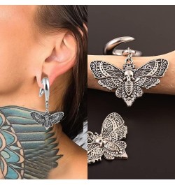 2 PCS Skull Head Moth Wings Ear Tunnels Plugs 316 Stainless Steel Ear Hanger Weight Gauge Hypoallergenic Earrings Expander St...