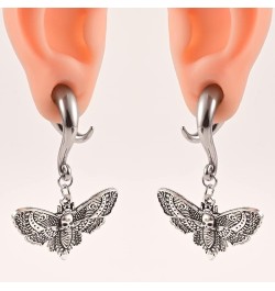 2 PCS Skull Head Moth Wings Ear Tunnels Plugs 316 Stainless Steel Ear Hanger Weight Gauge Hypoallergenic Earrings Expander St...