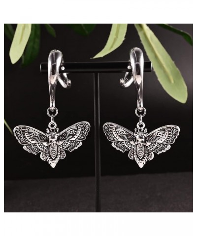 2 PCS Skull Head Moth Wings Ear Tunnels Plugs 316 Stainless Steel Ear Hanger Weight Gauge Hypoallergenic Earrings Expander St...