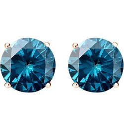 1/2-10 Carat Total Weight Blue Diamond Stud Earrings 4 Prong Screw Back 4.0 Carat 14K Rose Gold $1.00 Earrings