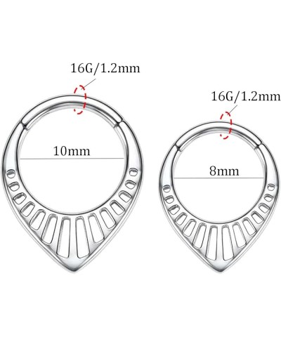 316L Septum Rings Hoop, 16G Surgical Stainless Steel Segment Nose Rings, Cartilage Clicker Hoop Earrings for Rook Daith Tragu...