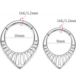 316L Septum Rings Hoop, 16G Surgical Stainless Steel Segment Nose Rings, Cartilage Clicker Hoop Earrings for Rook Daith Tragu...