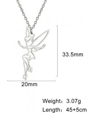 Fairy Pixie Tinkerbell Silhouette Necklace For Women Girls Stainless Steel Exquisite Magical Pixie Angel Pendant Necklace Jew...