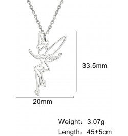 Fairy Pixie Tinkerbell Silhouette Necklace For Women Girls Stainless Steel Exquisite Magical Pixie Angel Pendant Necklace Jew...