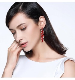 Bridal Tear Drop Flower Cluster Dangle Earrings Crystal Rhinestone Red Silver-Tone $9.60 Earrings