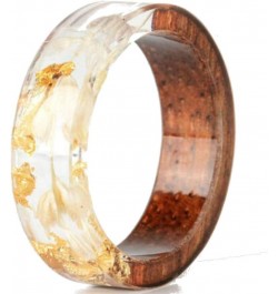 8mm Transparent Acrylic Resin Wood Ocean Style Wedding Band Anniversary Ring Beige $7.55 Rings