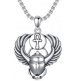 Ankh/Eye of Horus/Scarab Necklace Sterling Silver Egyptian Jewelry Gift for Men Women C-Scarab & Ankh $19.80 Necklaces