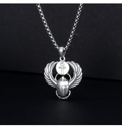 Ankh/Eye of Horus/Scarab Necklace Sterling Silver Egyptian Jewelry Gift for Men Women C-Scarab & Ankh $19.80 Necklaces