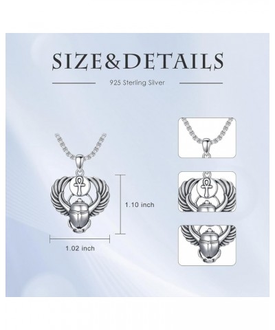 Ankh/Eye of Horus/Scarab Necklace Sterling Silver Egyptian Jewelry Gift for Men Women C-Scarab & Ankh $19.80 Necklaces