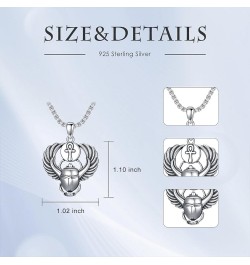 Ankh/Eye of Horus/Scarab Necklace Sterling Silver Egyptian Jewelry Gift for Men Women C-Scarab & Ankh $19.80 Necklaces