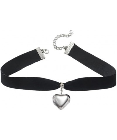 Black Heart Choker Necklaces for Women Black Velvet Choker Vintage Peach Heart Pendant Day Collar Jewelry Gifts $7.79 Necklaces