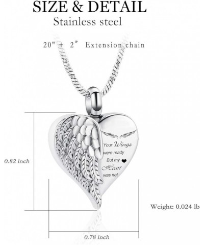 Love Heart Urn Necklace for Ashes Keepsake Memorial Cremation Jewelry Stainless Steel Angel Wing Heart Urn Locket Ashes Holde...