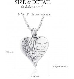 Love Heart Urn Necklace for Ashes Keepsake Memorial Cremation Jewelry Stainless Steel Angel Wing Heart Urn Locket Ashes Holde...