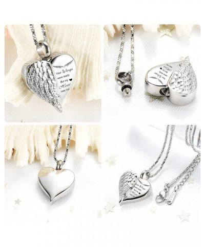 Love Heart Urn Necklace for Ashes Keepsake Memorial Cremation Jewelry Stainless Steel Angel Wing Heart Urn Locket Ashes Holde...