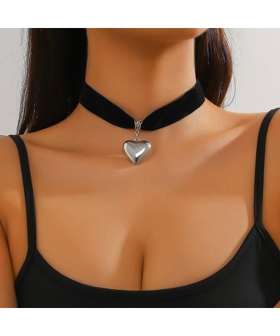 Black Heart Choker Necklaces for Women Black Velvet Choker Vintage Peach Heart Pendant Day Collar Jewelry Gifts $7.79 Necklaces