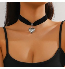 Black Heart Choker Necklaces for Women Black Velvet Choker Vintage Peach Heart Pendant Day Collar Jewelry Gifts $7.79 Necklaces