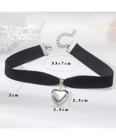 Black Heart Choker Necklaces for Women Black Velvet Choker Vintage Peach Heart Pendant Day Collar Jewelry Gifts $7.79 Necklaces