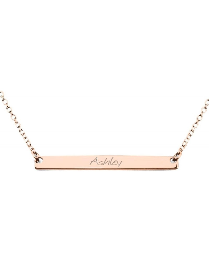 14K Classic Narrow Name Bar Pendant by JEWLR 16.0 Inches Rose Gold $77.52 Necklaces