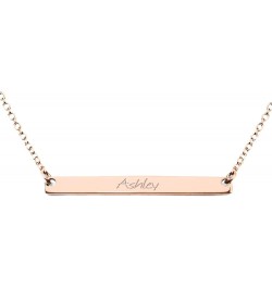 14K Classic Narrow Name Bar Pendant by JEWLR 16.0 Inches Rose Gold $77.52 Necklaces