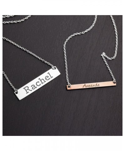 14K Classic Narrow Name Bar Pendant by JEWLR 16.0 Inches Rose Gold $77.52 Necklaces