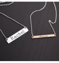 14K Classic Narrow Name Bar Pendant by JEWLR 16.0 Inches Rose Gold $77.52 Necklaces