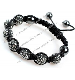 Skull Bracelet 6" - 9" Adjustable 4X White Pave Shine Crystal Beads W/ 1x Skull Beads Gray 01 $7.06 Bracelets