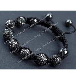 Skull Bracelet 6" - 9" Adjustable 4X White Pave Shine Crystal Beads W/ 1x Skull Beads Gray 01 $7.06 Bracelets