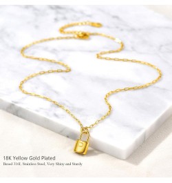 Lock Initial Necklace for Women, Gold Plated Stainless Steel Paperclip Chain Padlock Necklace, 18"-20" Adjustable, Come with ...