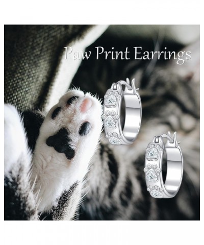 Paw Print Earrings 925 Sterling Sliver Cubic Zircon Paw Print Earrings For Women Cat Dog Paw Earrings Hoop Paw Print Jewelry ...